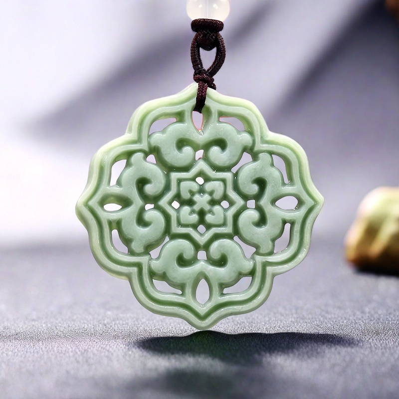 Men Accessories Usa - Natural Real Jade Flower Pendant Necklace