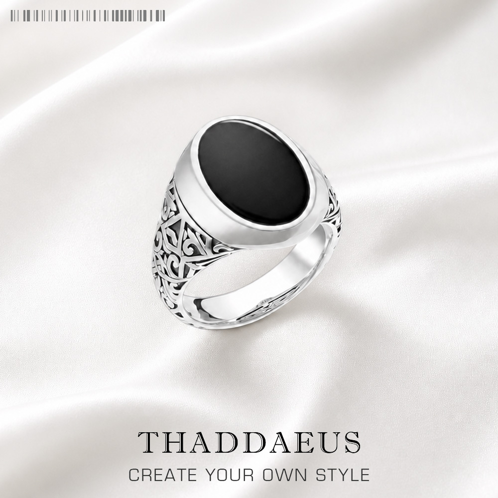 Signet Ring Men - Black Oval Signet Ring Europe Style