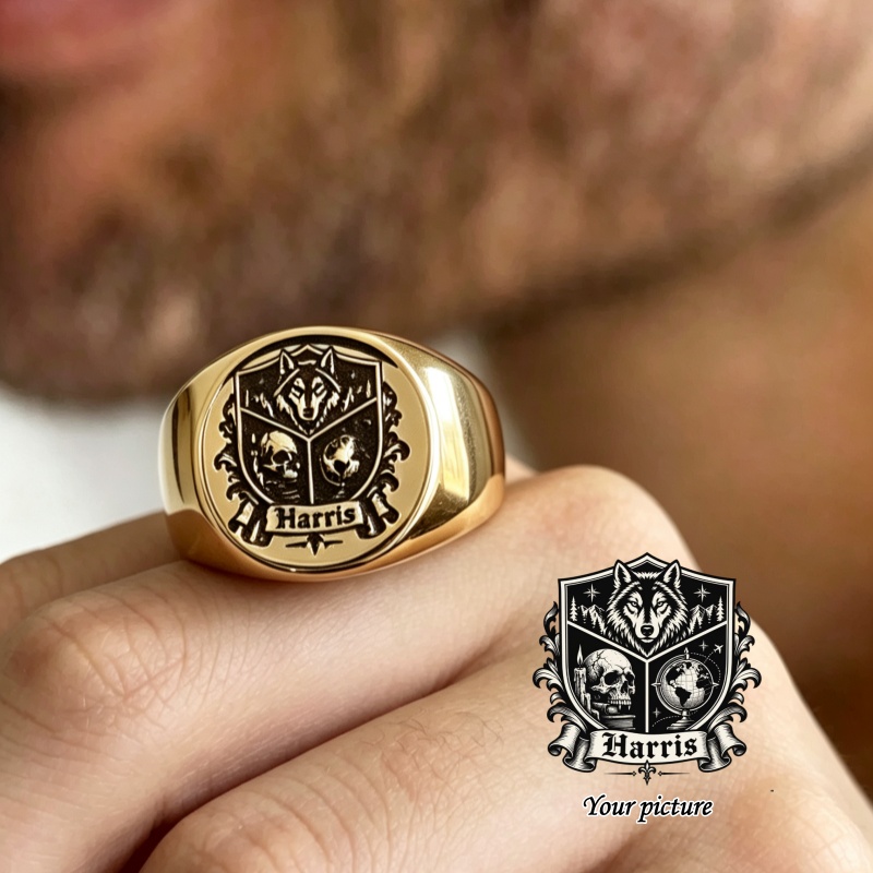 Signet Ring Men - Custom Photo Signet Ring Personalized Fashion