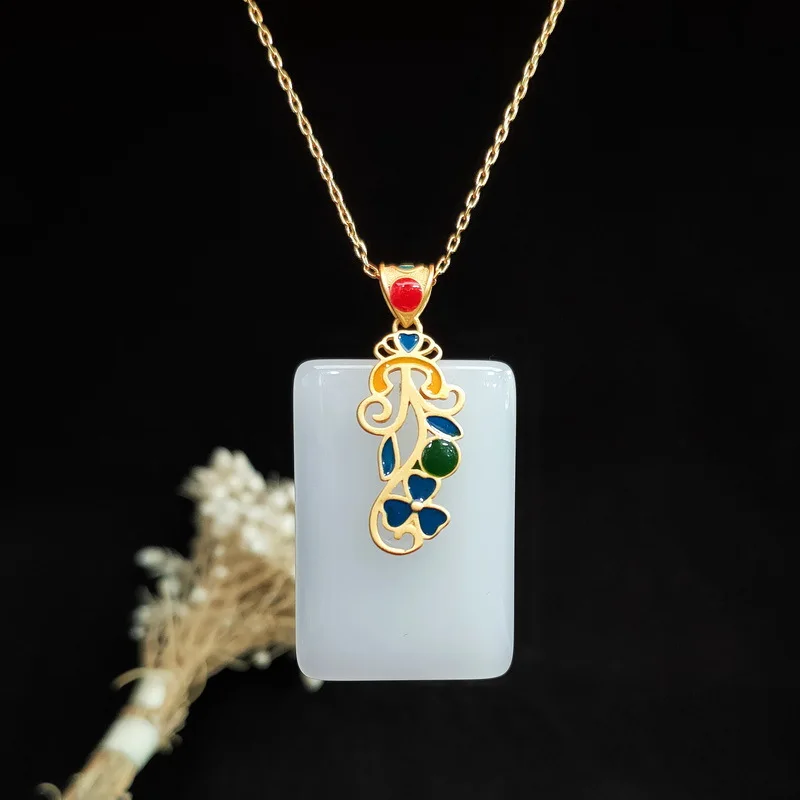 Men Accessories Usa - Jade Pendant Necklace Amulet Chalcedony 925