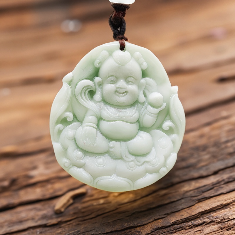 Men Accessories Usa - Green Real Jade Nezha Pendant Necklace