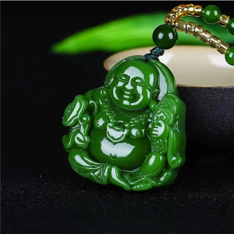 Chinese Green Jade Maitreya Bu - Men Accessories Usa ulasan dan harga