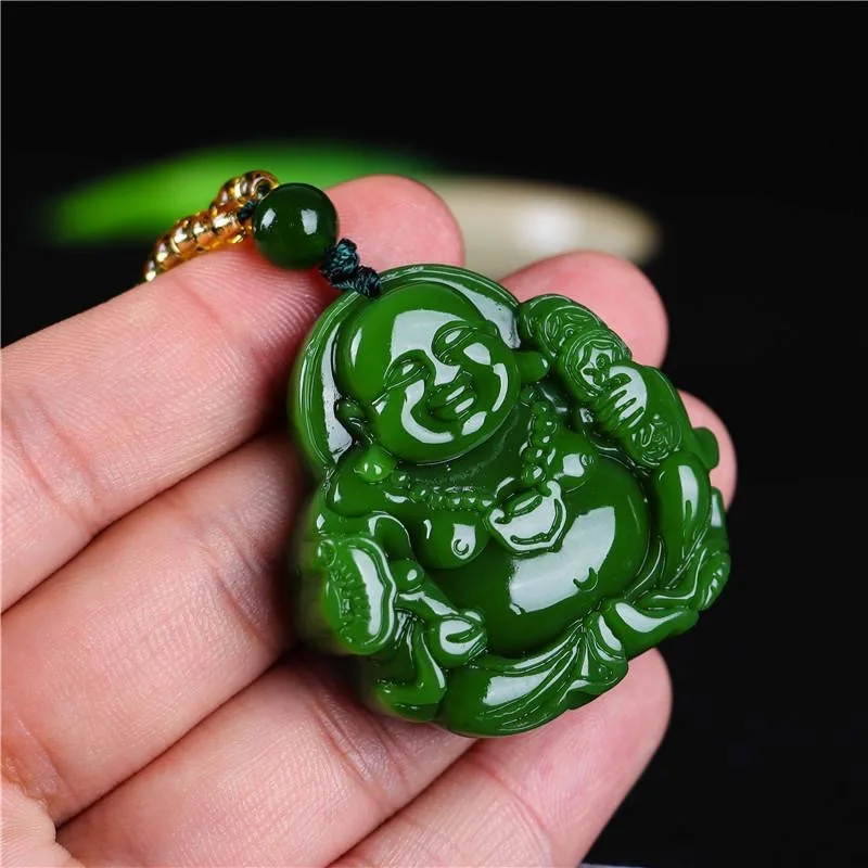 Chinese Green Jade Maitreya Bu - Men Accessories Usa ulasan dan harga