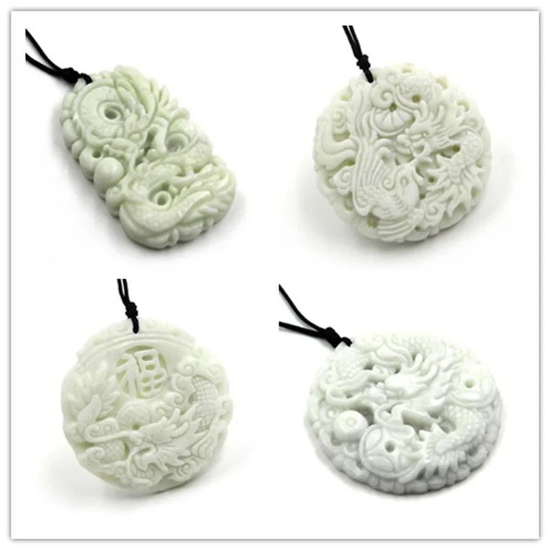 Natural White jade Dragon Phoe - Men Accessories Usa ulasan dan harga
