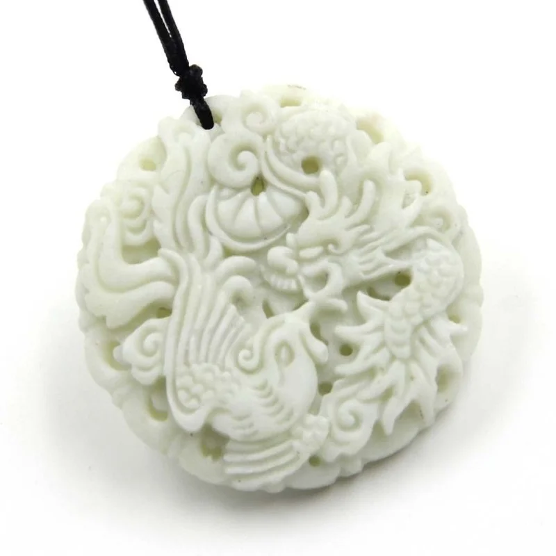 Natural White jade Dragon Phoe - Men Accessories Usa ulasan dan harga