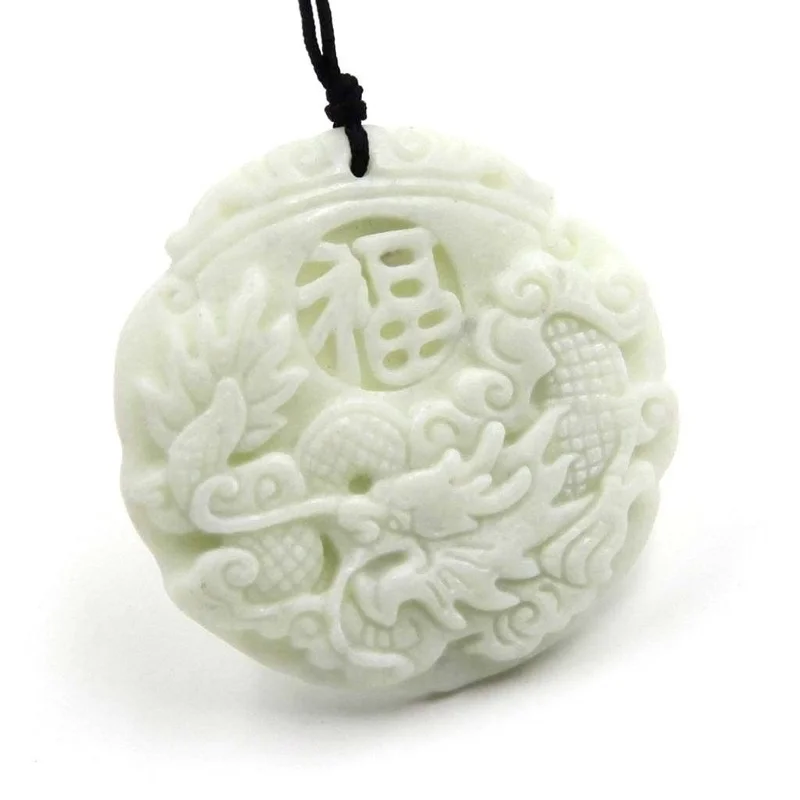 Natural White jade Dragon Phoe - Men Accessories Usa ulasan dan harga
