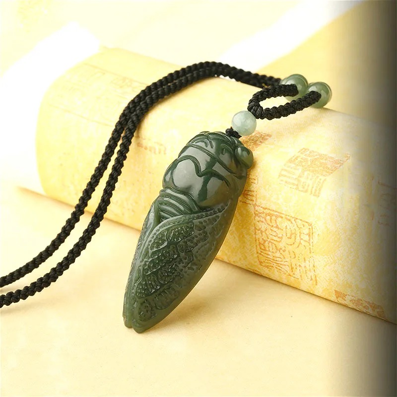 Natural Hetian Jade Cicada Pen - Men Accessories Usa ulasan dan harga
