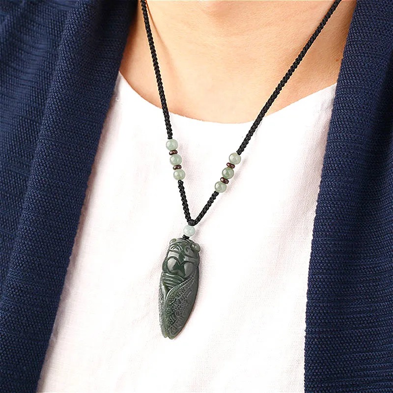 Natural Hetian Jade Cicada Pen - Men Accessories Usa ulasan dan harga