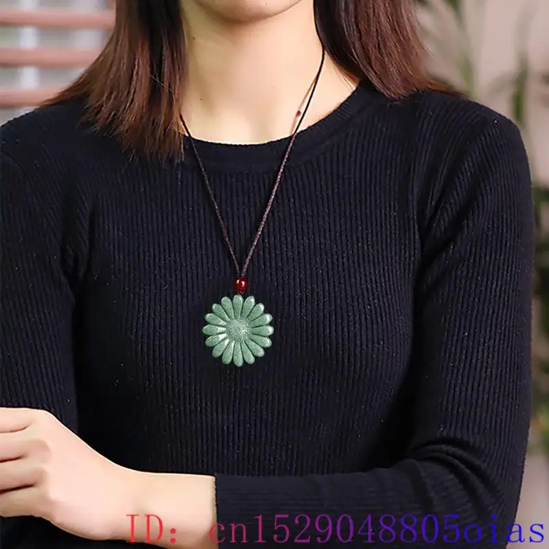 Green Jadeite Sunflower Pendan - Men Accessories Usa ulasan dan harga