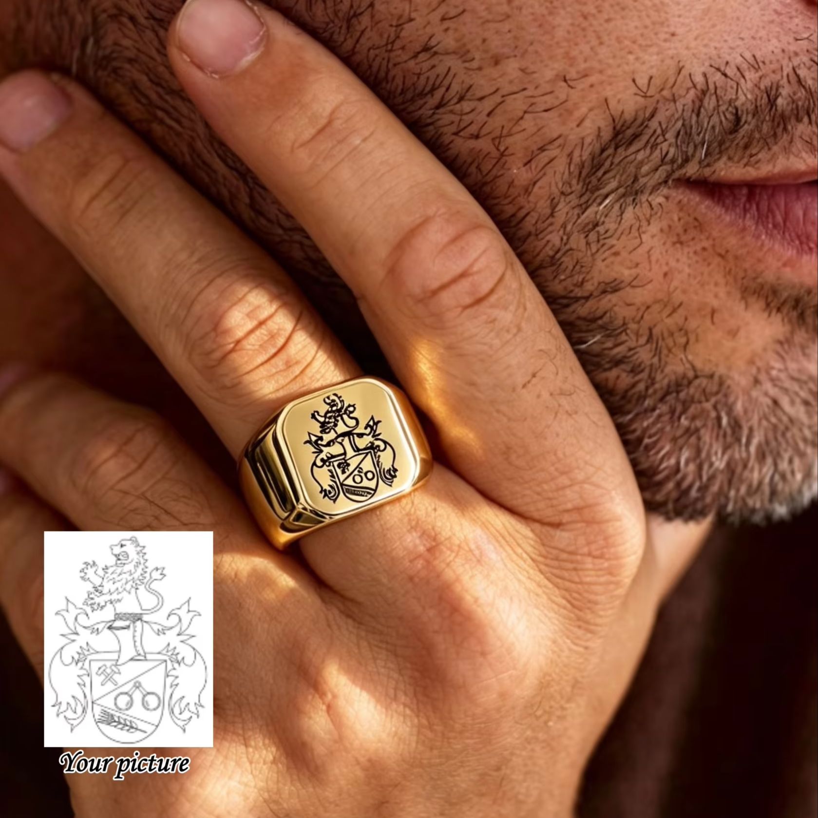 Custom Family Crest Signet Rin - Signet Ring Men ulasan dan harga