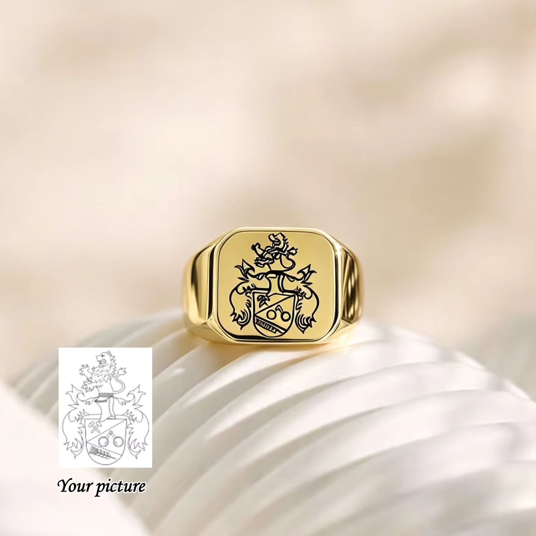 Custom Family Crest Signet Rin - Signet Ring Men ulasan dan harga