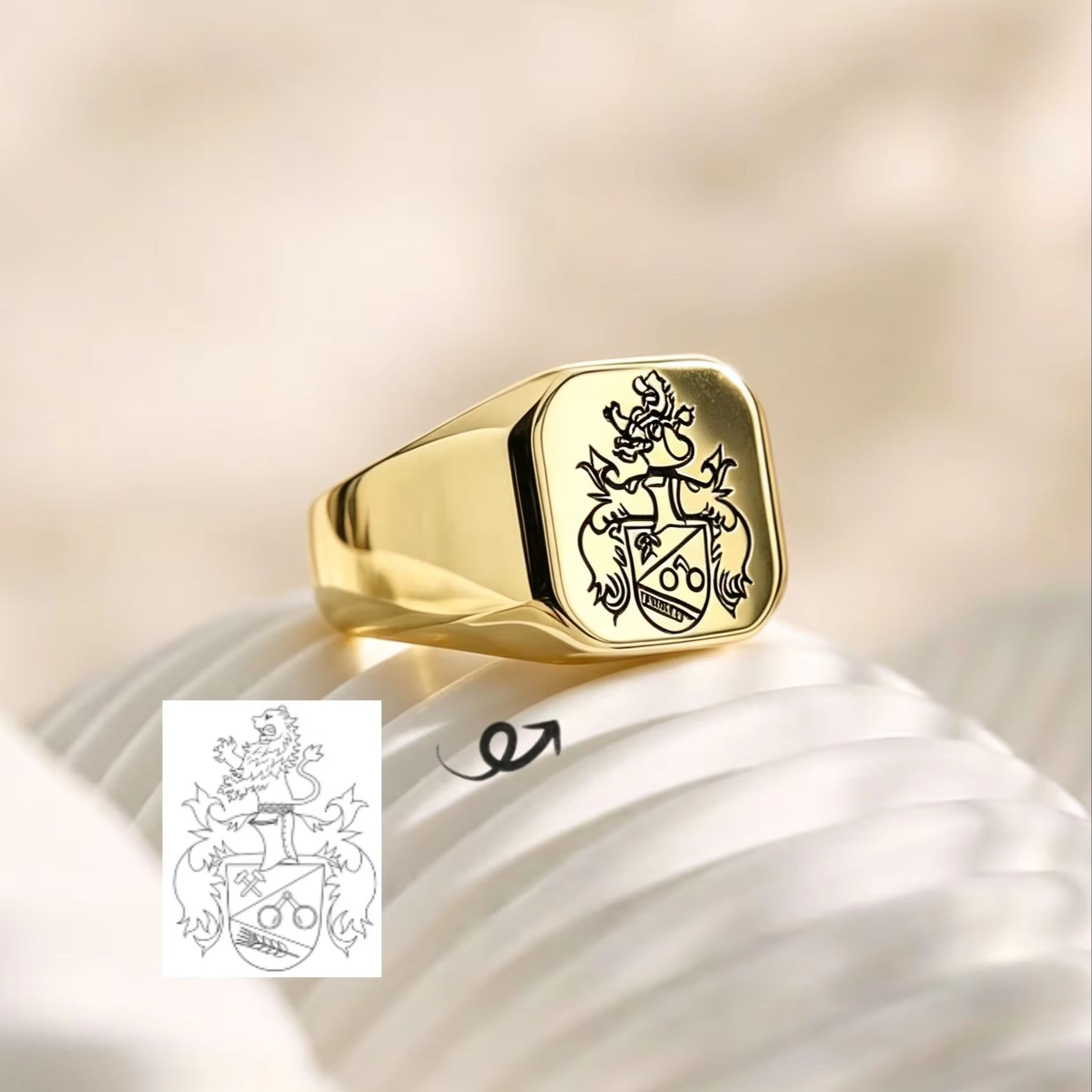 Custom Family Crest Signet Rin - Signet Ring Men ulasan dan harga
