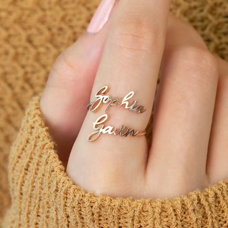 Custom Double Name Rings for W - Men Accessories For Wedding ulasan dan harga