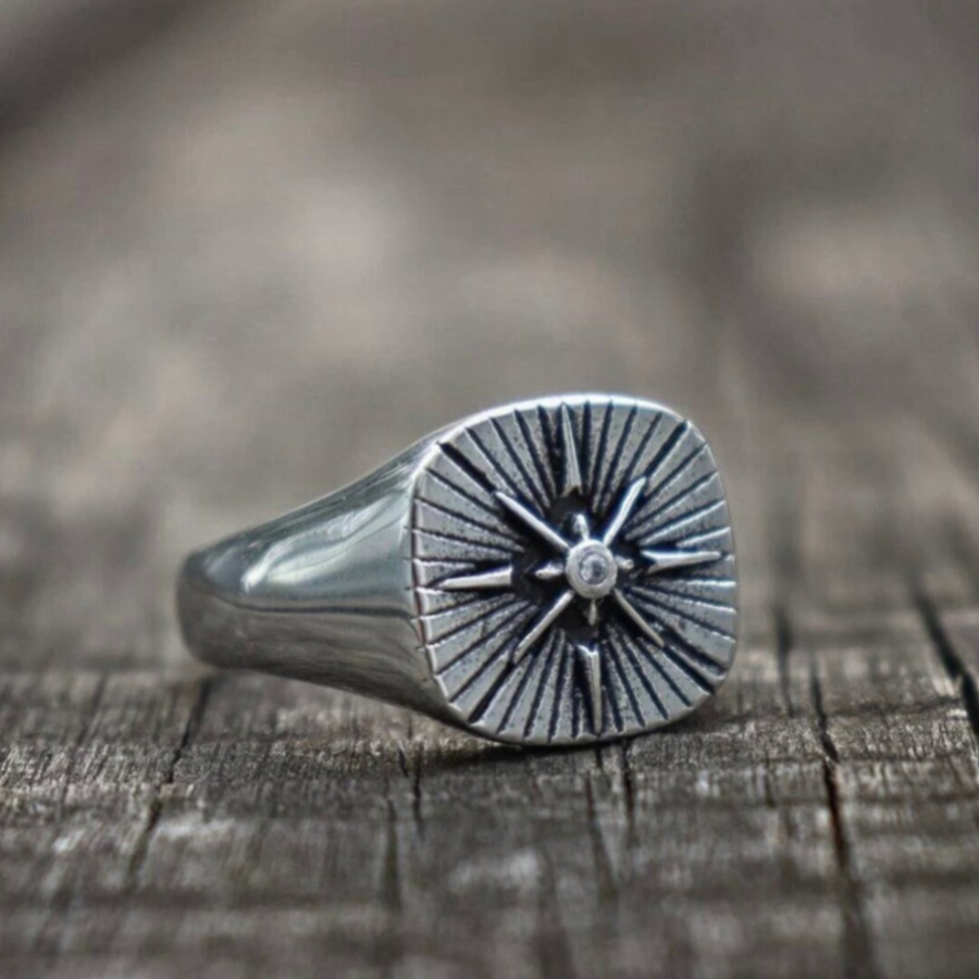 Nautical Biker CZ North Star C - Signet Ring Men ulasan dan harga