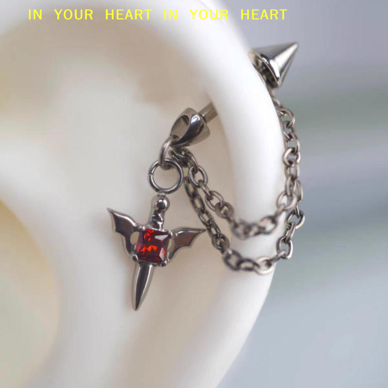 【X】Red Zircon Wing Chain Pierc - X Men Accessories ulasan dan harga