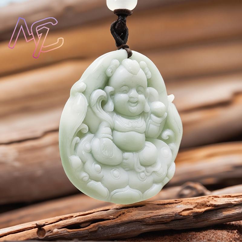 Green Real Jade Nezha Pendant  - Men Accessories Usa ulasan dan harga