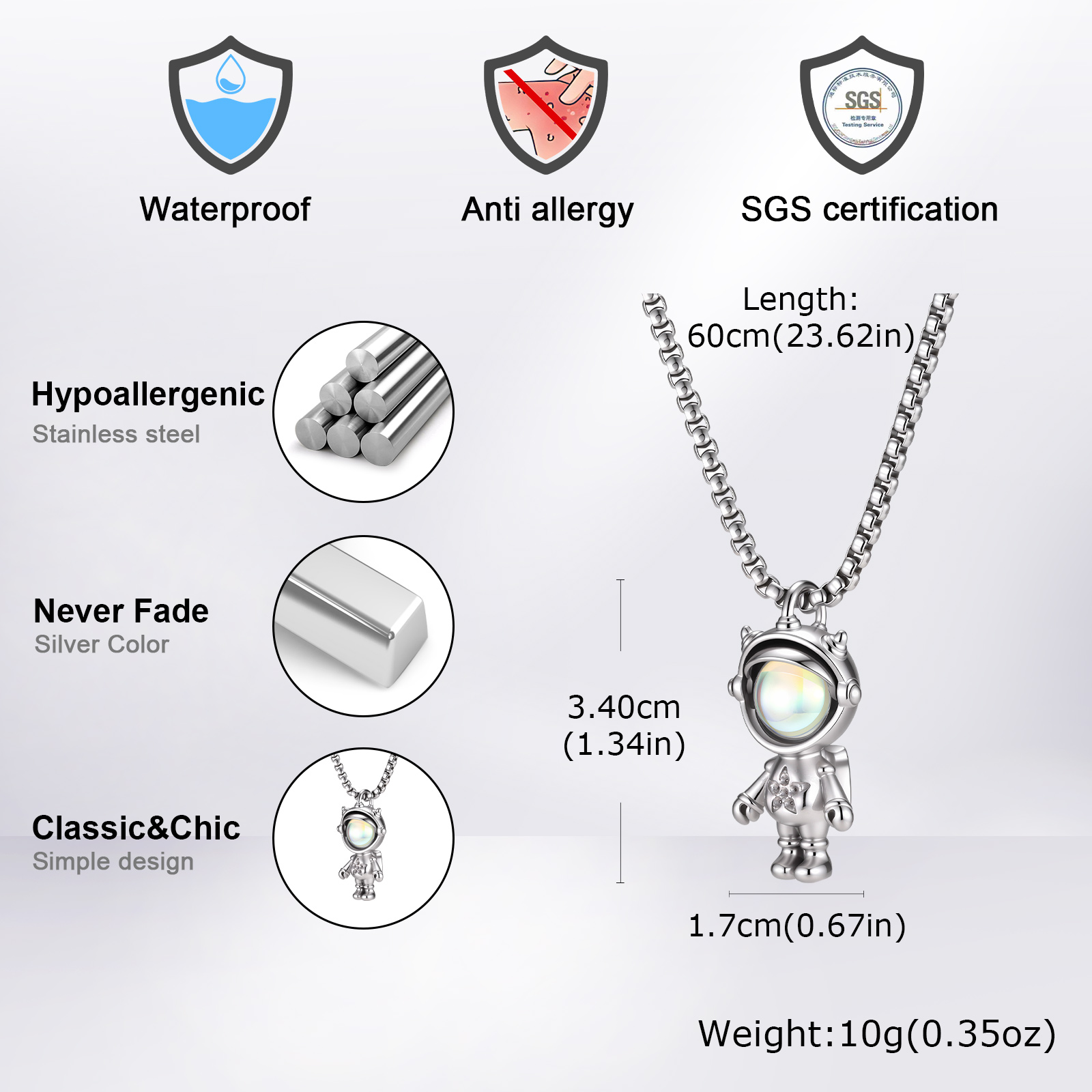 Vnox Stainless Steel Spaceman  - X Men Accessories ulasan dan harga